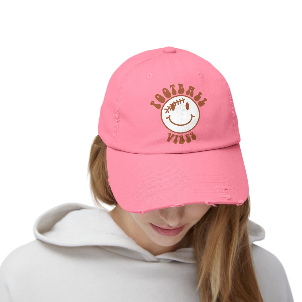 Distressed Baseball Dad Cap — 'Locally Vibes' Smiley Stitch Hat