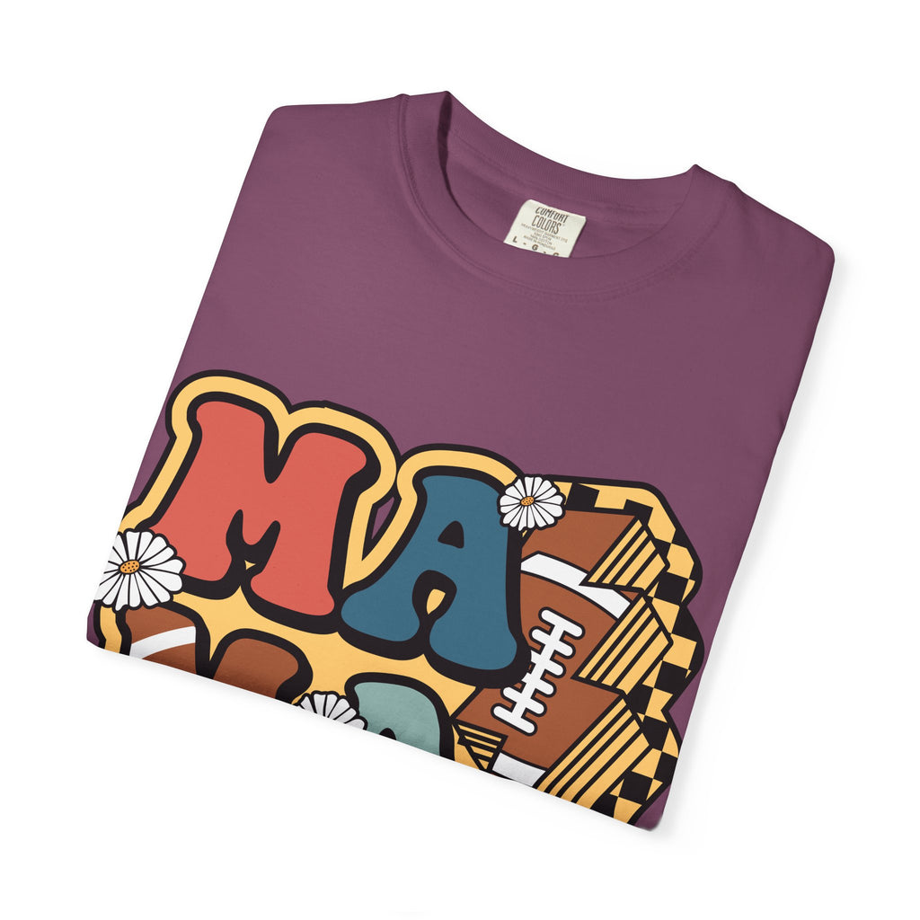 Mama Football Daisy T-Shirt — Retro Floral Mom Football Tee