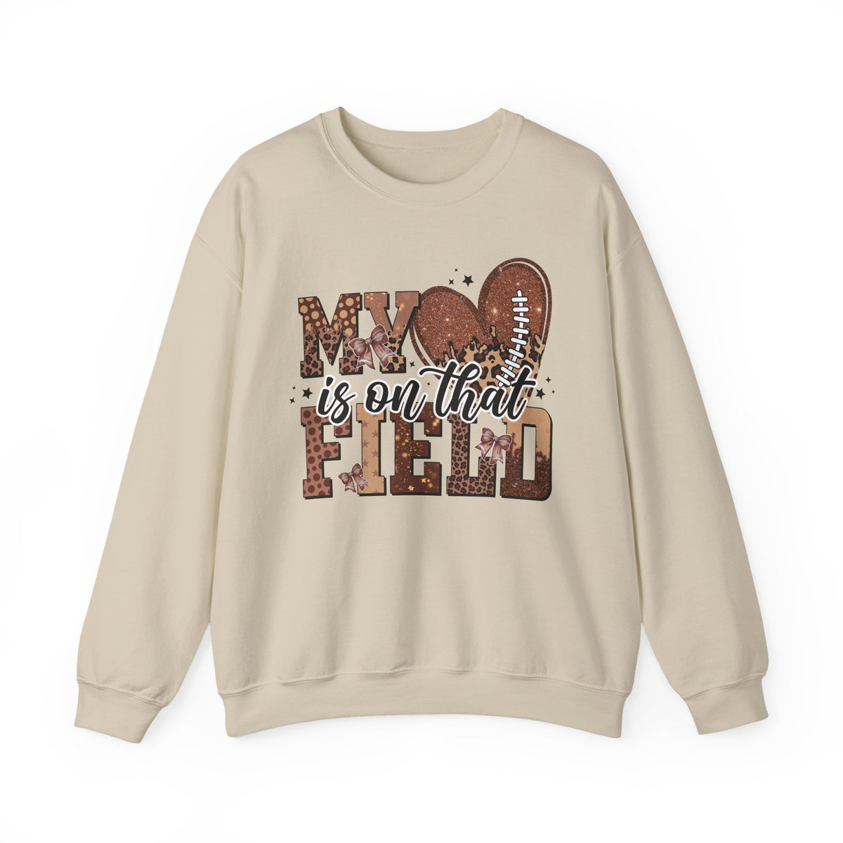 Crewneck Sweatshirt - "My Heart Is On That Field" Football Mom Pullover
