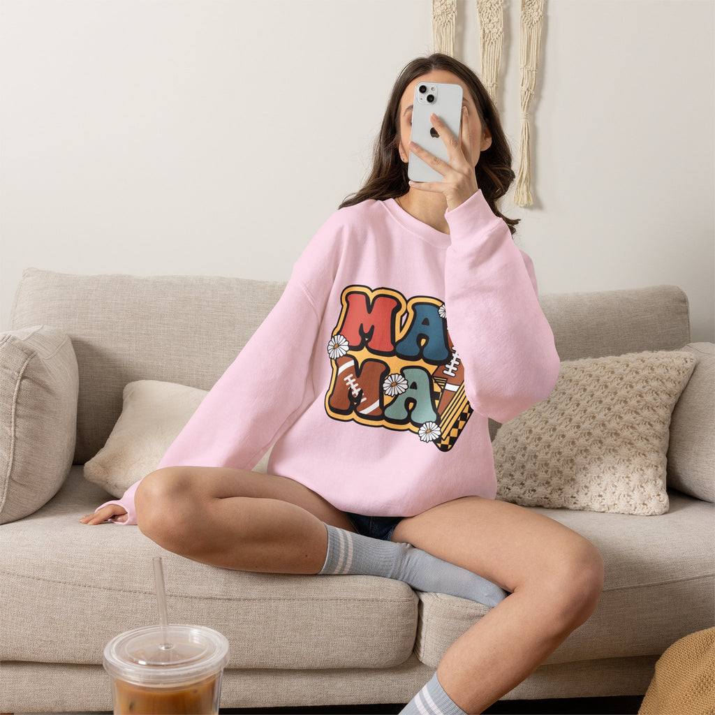 Mama Retro Football Crewneck Sweatshirt