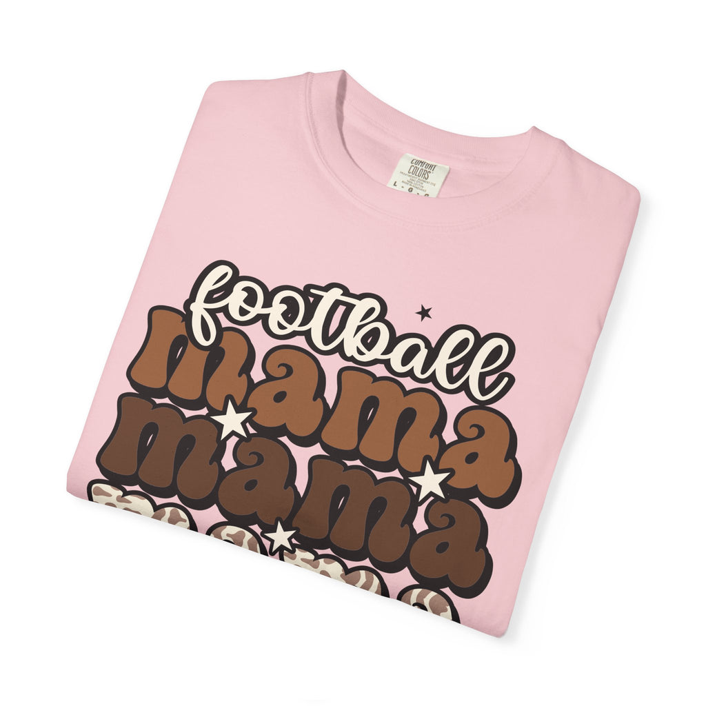 Football Mama T-Shirt — Retro Stacked 'mama' Design with Football Graphic