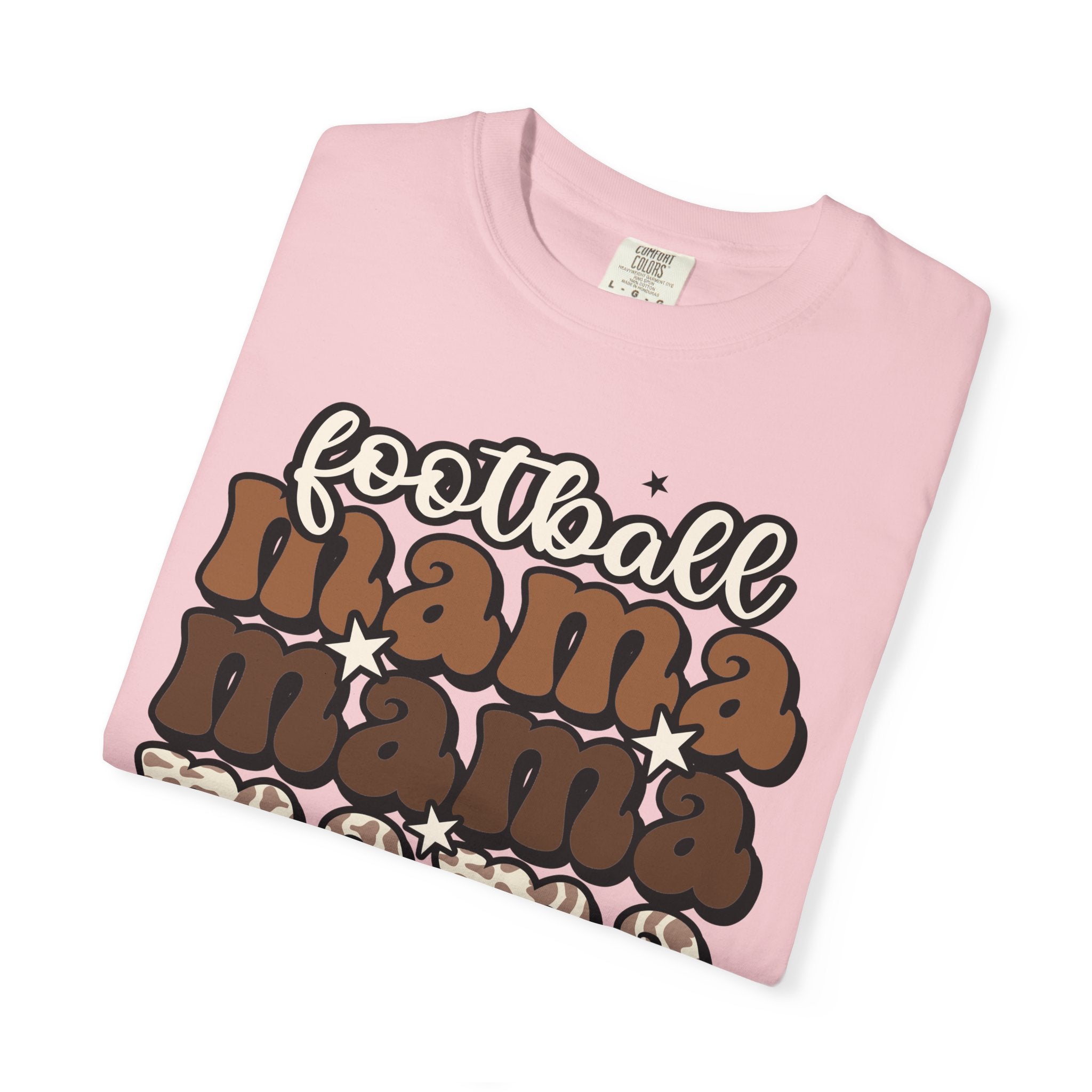 Football Mama T-Shirt — Retro Stacked 'mama' Design with Football Graphic