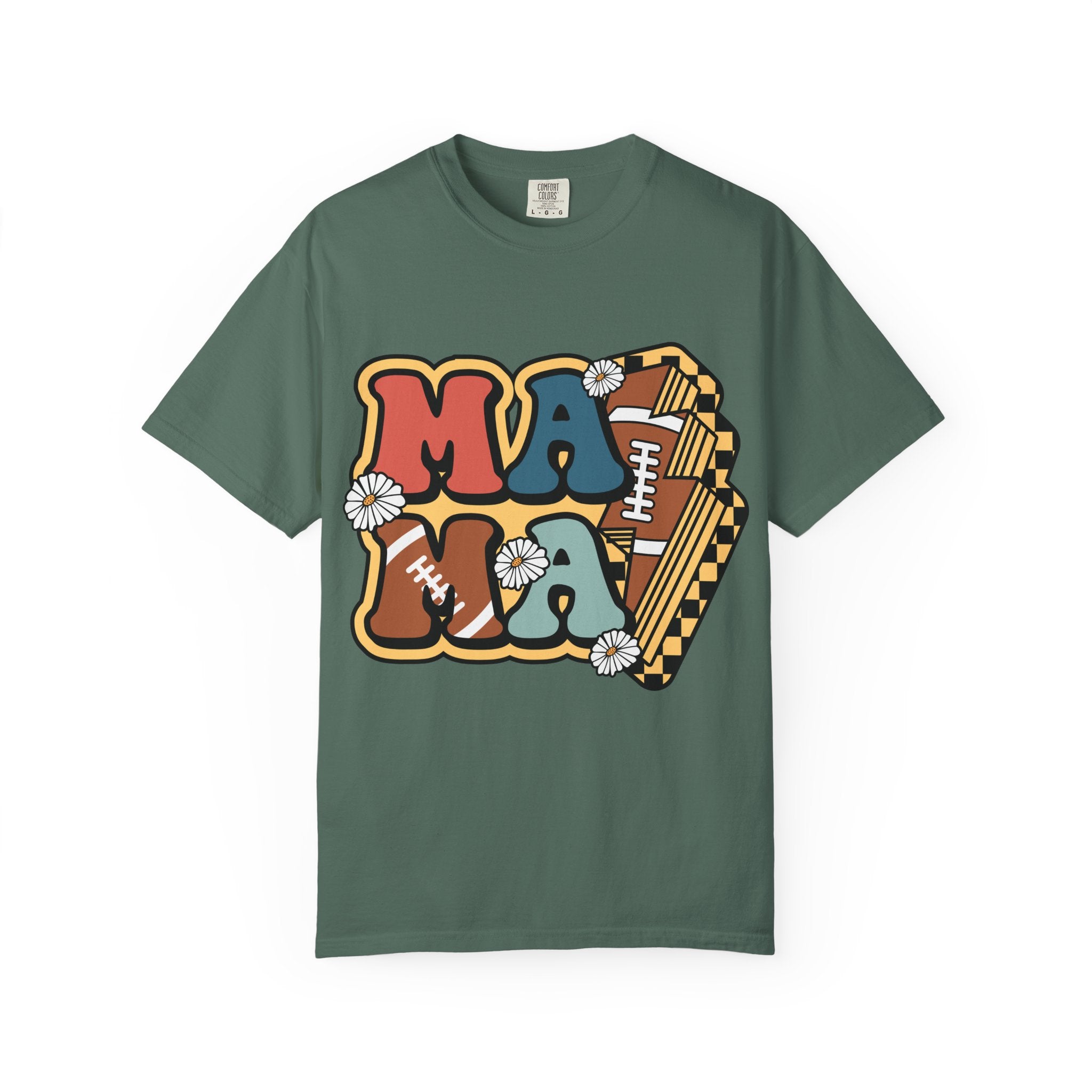 Mama Football Daisy T-Shirt — Retro Floral Mom Football Tee