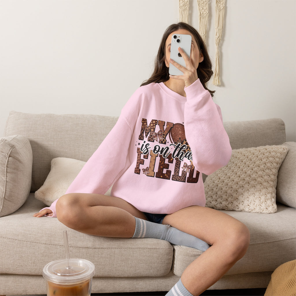 Crewneck Sweatshirt - "My Heart Is On That Field" Football Mom Pullover