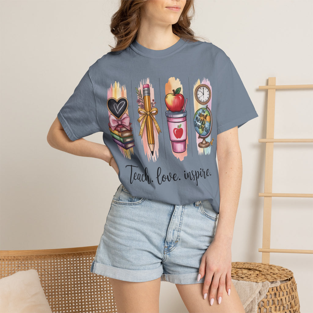 Teacher Graphic T-Shirt — "Teach. Love. Inspire."