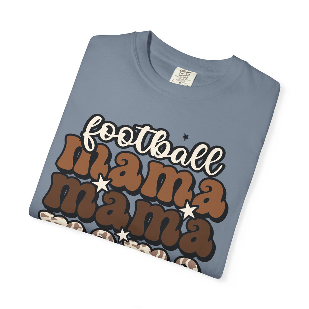 Football Mama T-Shirt — Retro Stacked 'mama' Design with Football Graphic