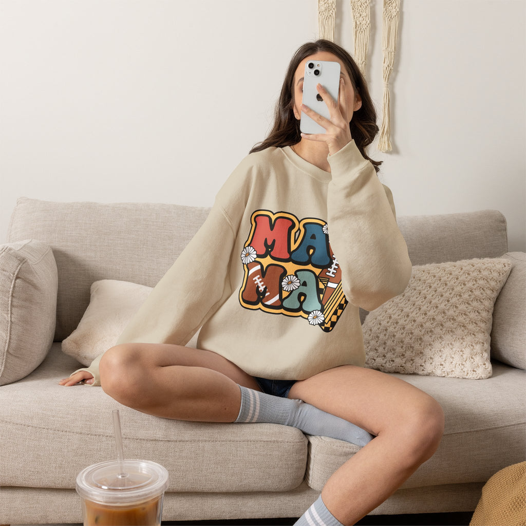 Mama Retro Football Crewneck Sweatshirt