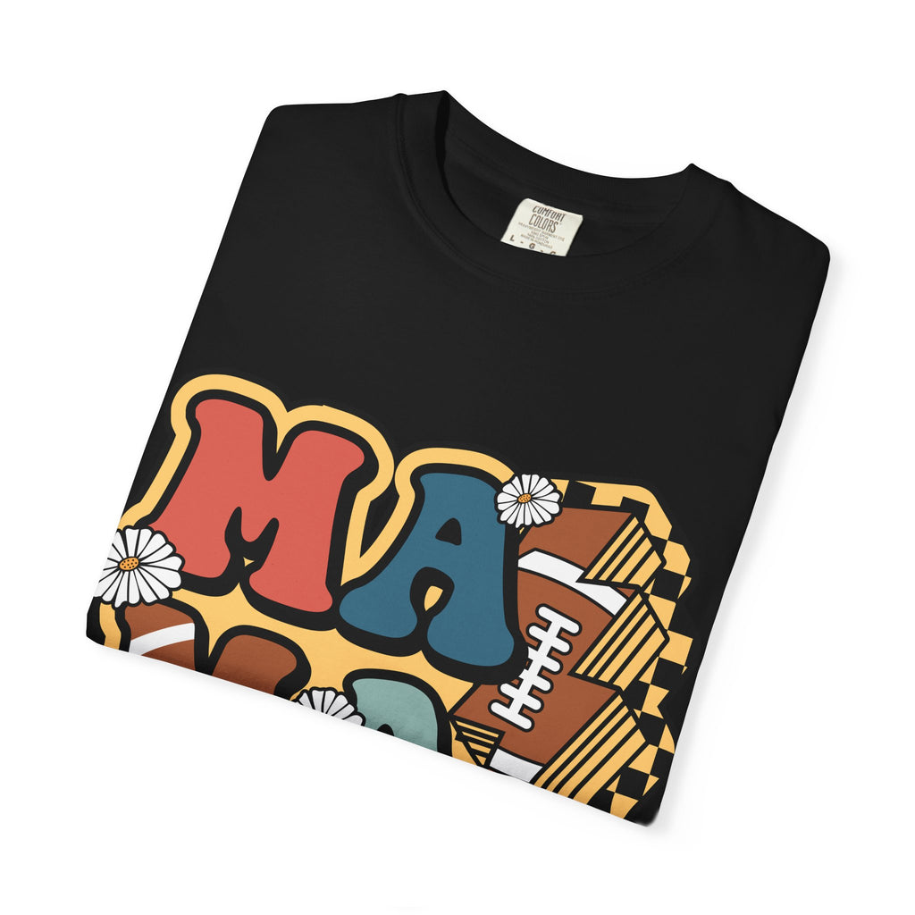 Mama Football Daisy T-Shirt — Retro Floral Mom Football Tee