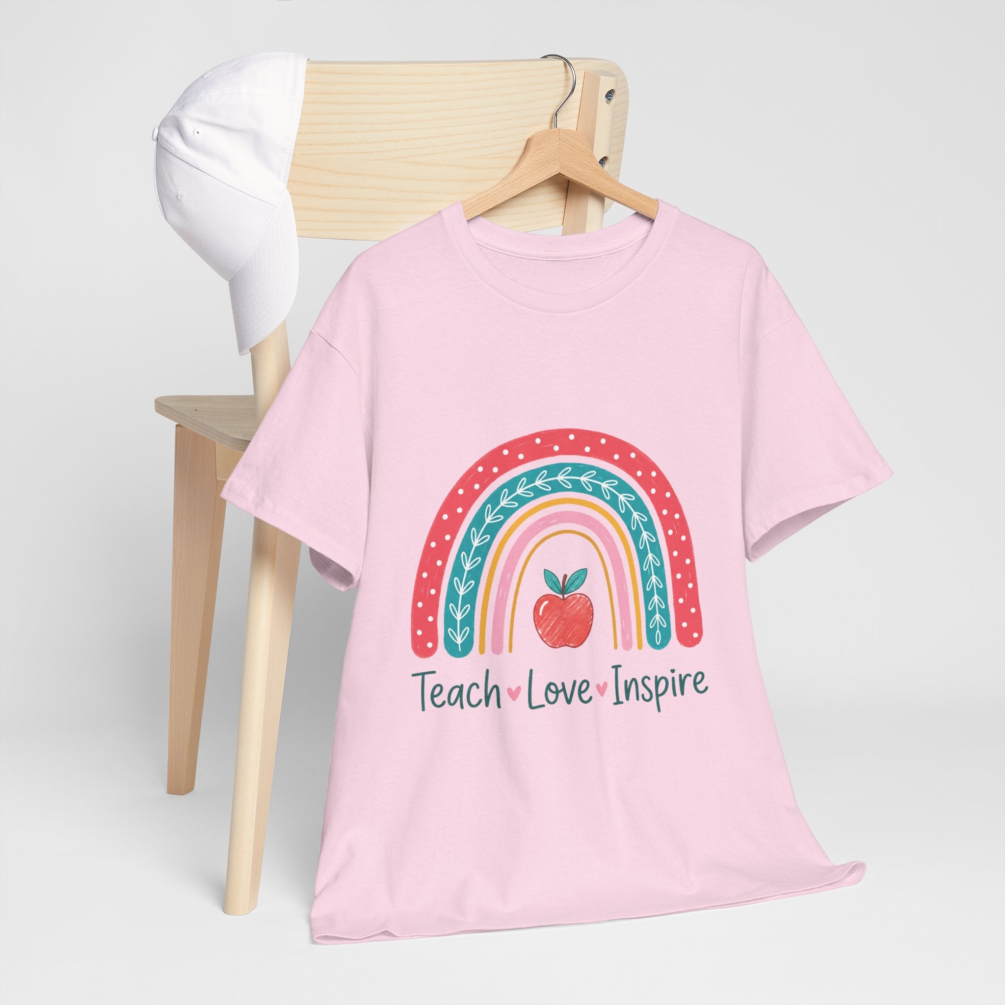 Teacher Rainbow Tee — "Teach • Love • Inspire" Cotton Shirt