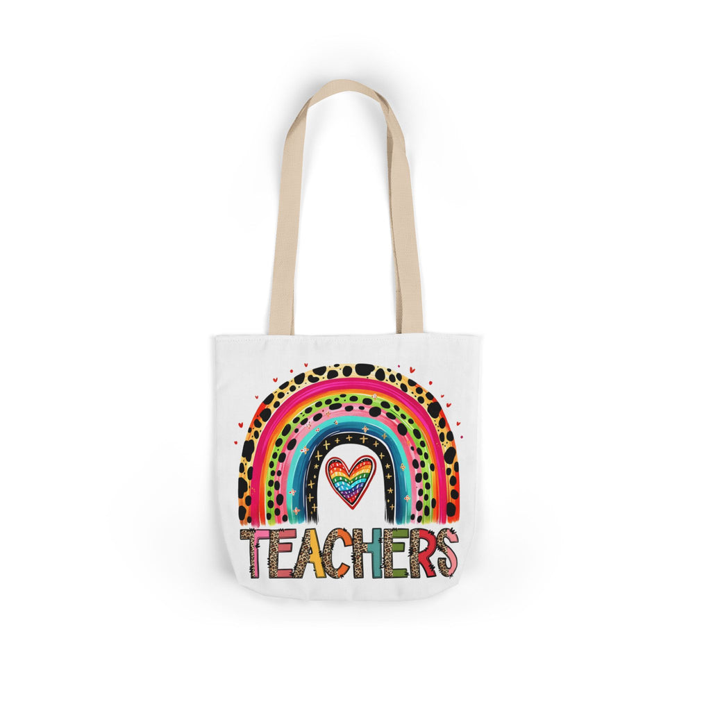 Teacher Rainbow Canvas Tote Bag – Colorful Heart & 'Teachers' Design, Gift for Educators