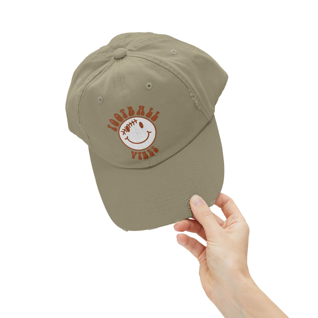 Distressed Baseball Dad Cap — 'Locally Vibes' Smiley Stitch Hat