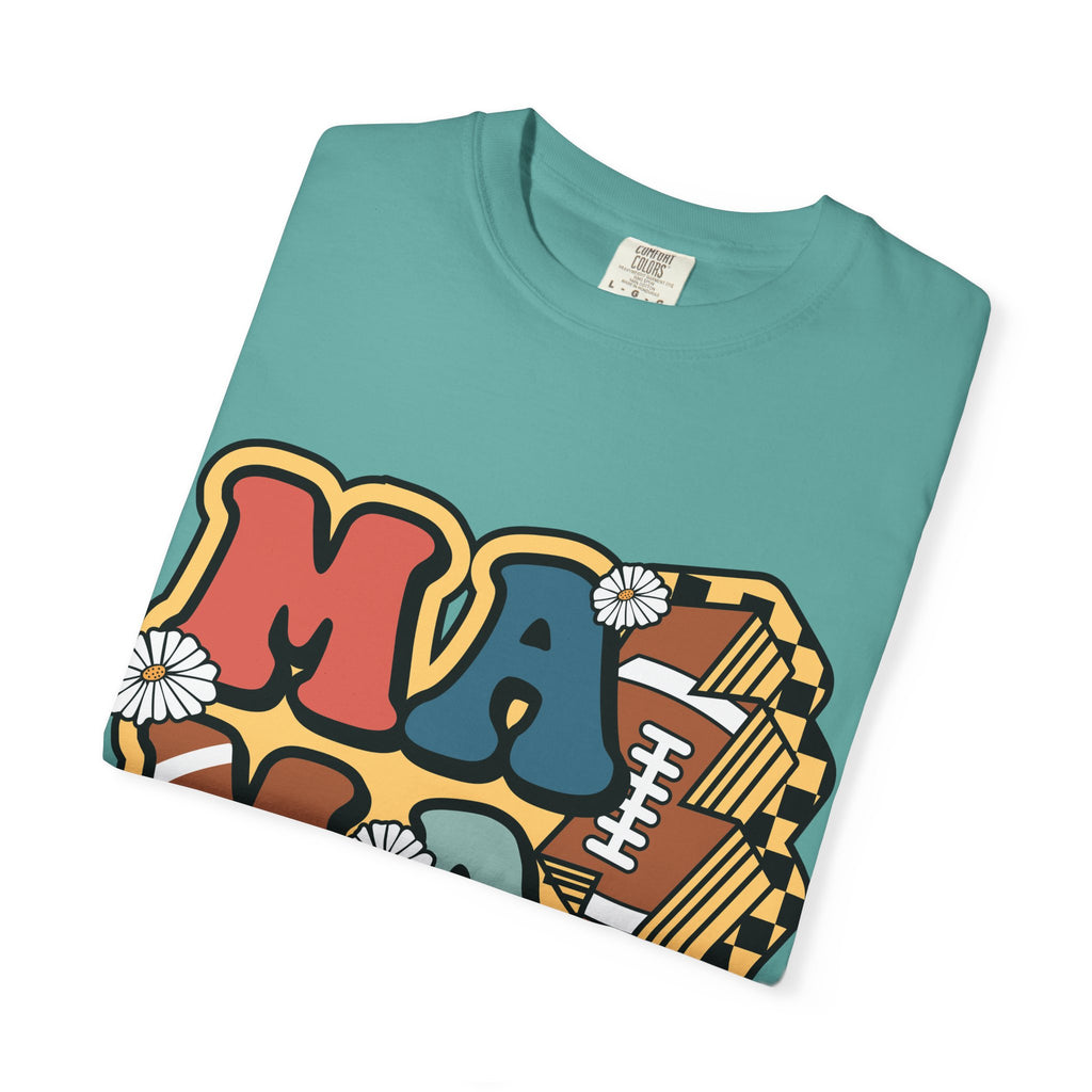 Mama Football Daisy T-Shirt — Retro Floral Mom Football Tee
