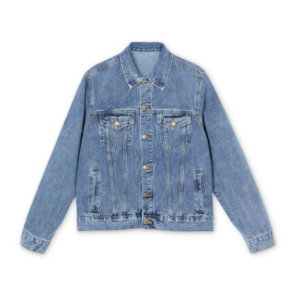Denim Jacket — "Never Forget, Distance Youve Made" Embroidered Globe Back Jacket