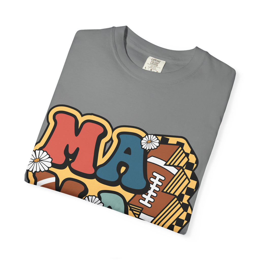 Mama Football Daisy T-Shirt — Retro Floral Mom Football Tee