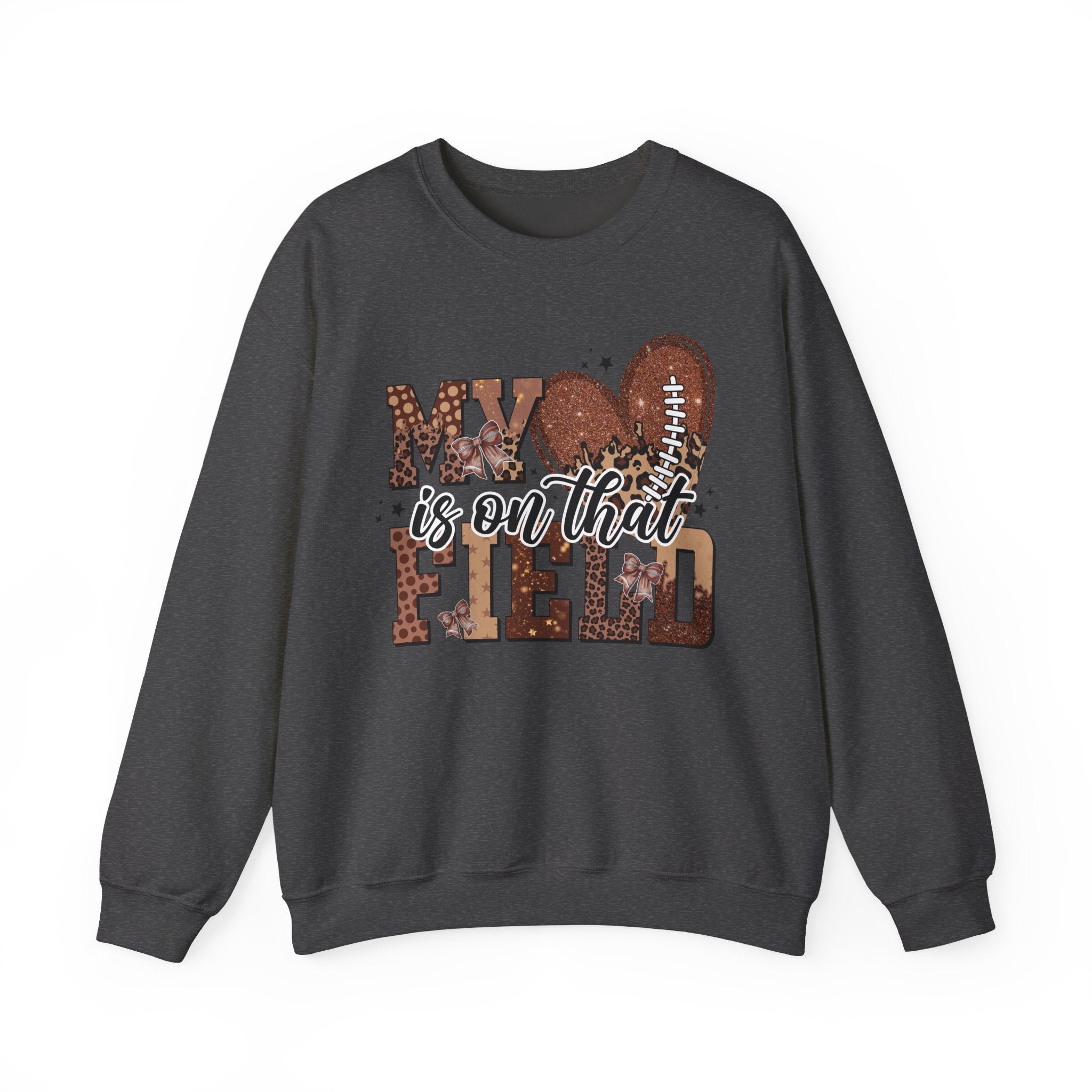 Crewneck Sweatshirt - "My Heart Is On That Field" Football Mom Pullover