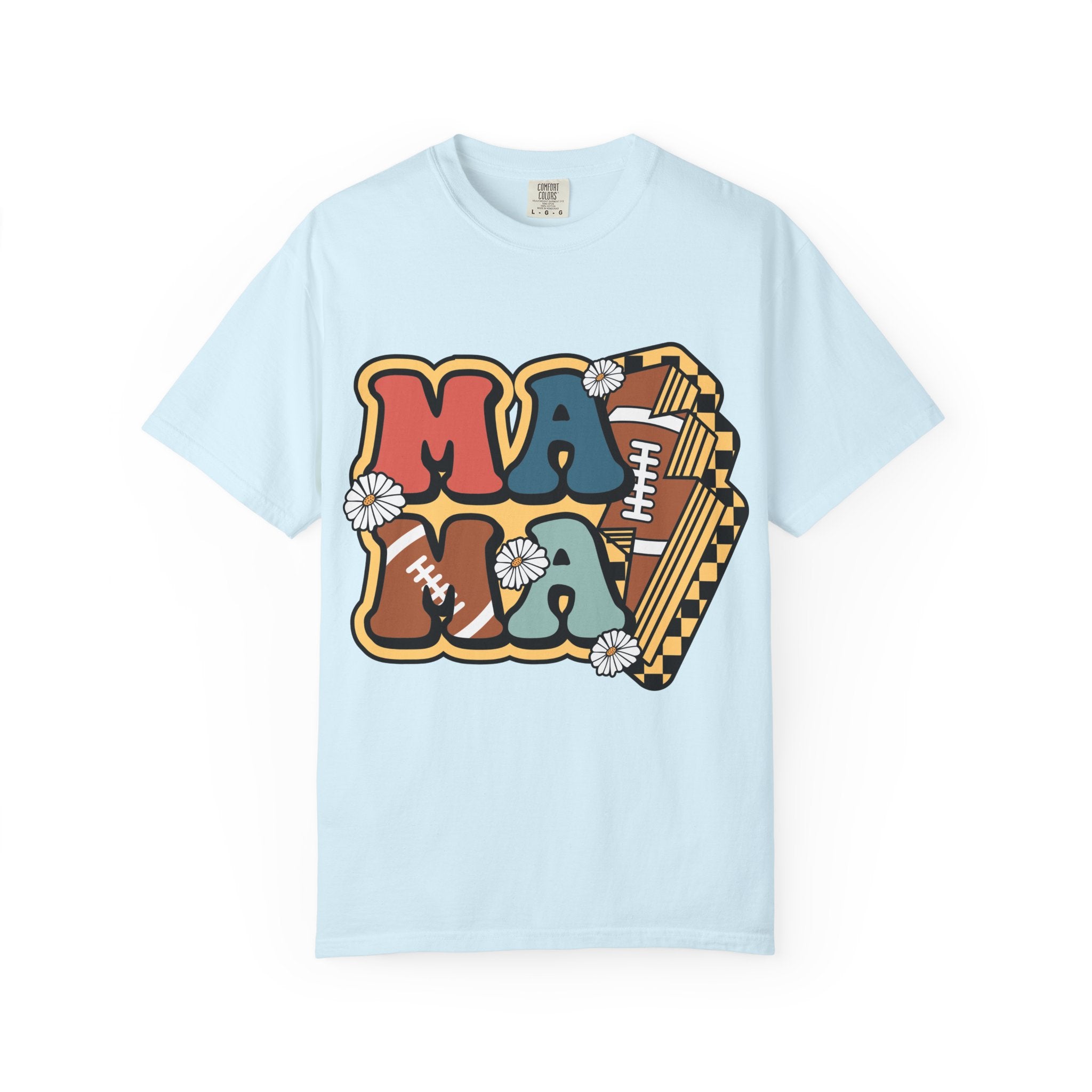 Mama Football Daisy T-Shirt — Retro Floral Mom Football Tee