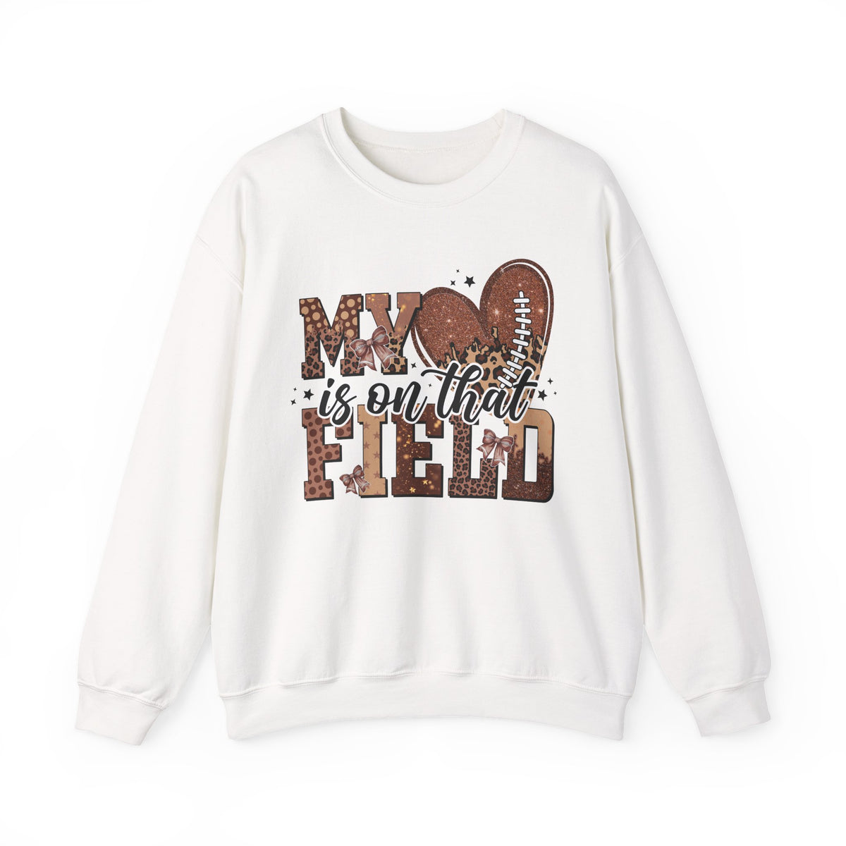 Crewneck Sweatshirt - "My Heart Is On That Field" Football Mom Pullover