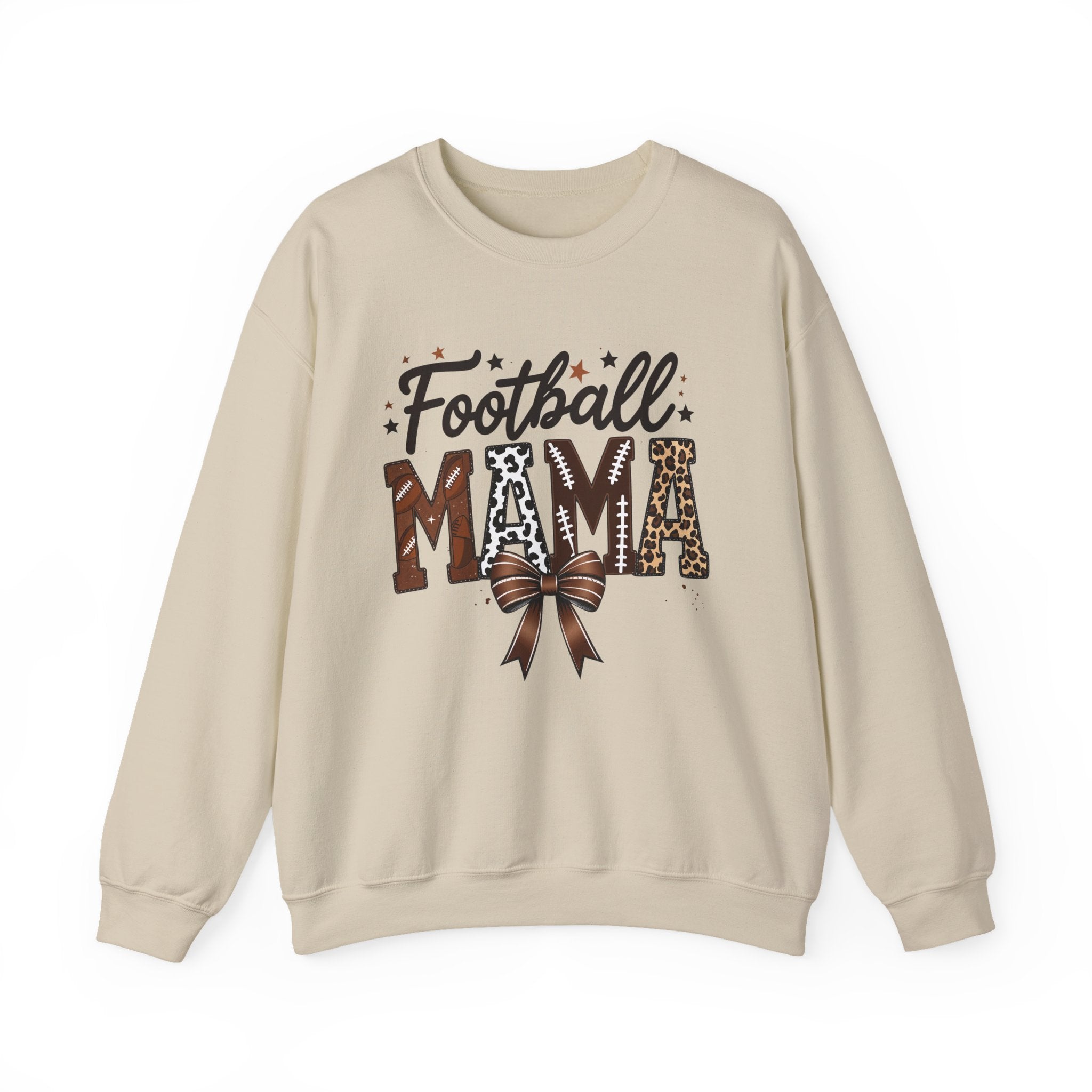 Football Mama Crewneck Sweatshirt — Leopard Print & Bow Mom Fan Pullover