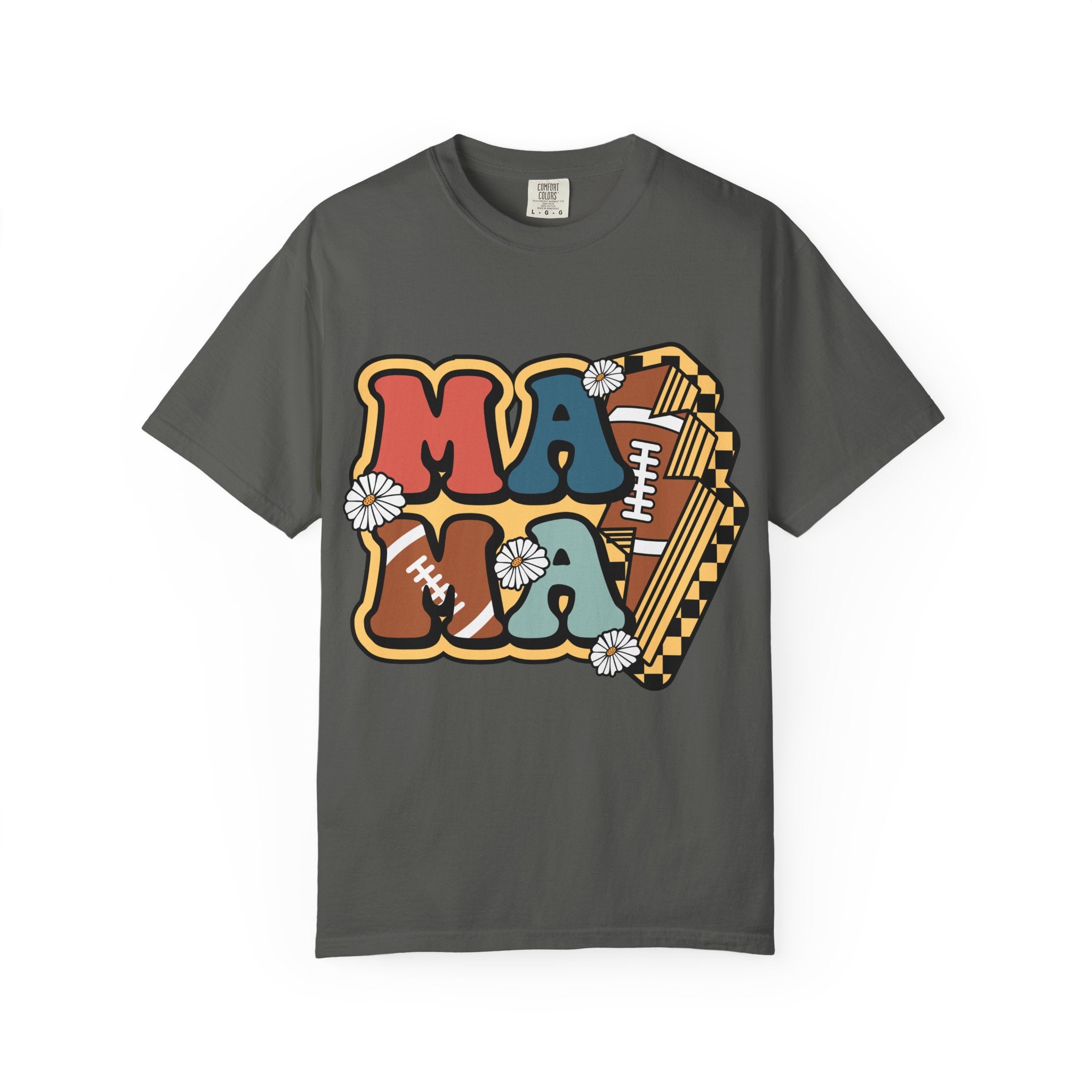 Mama Football Daisy T-Shirt — Retro Floral Mom Football Tee