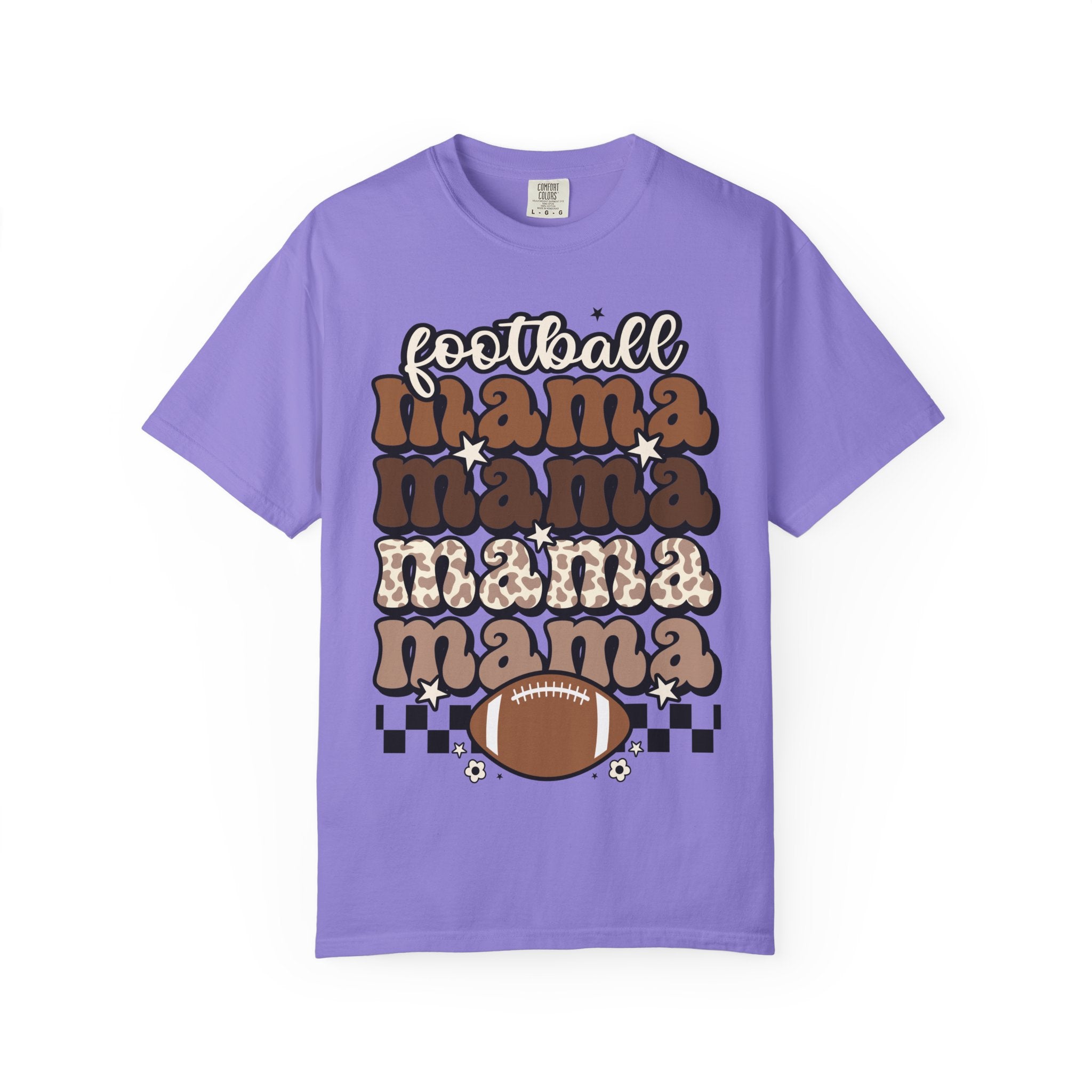 Football Mama T-Shirt — Retro Stacked 'mama' Design with Football Graphic