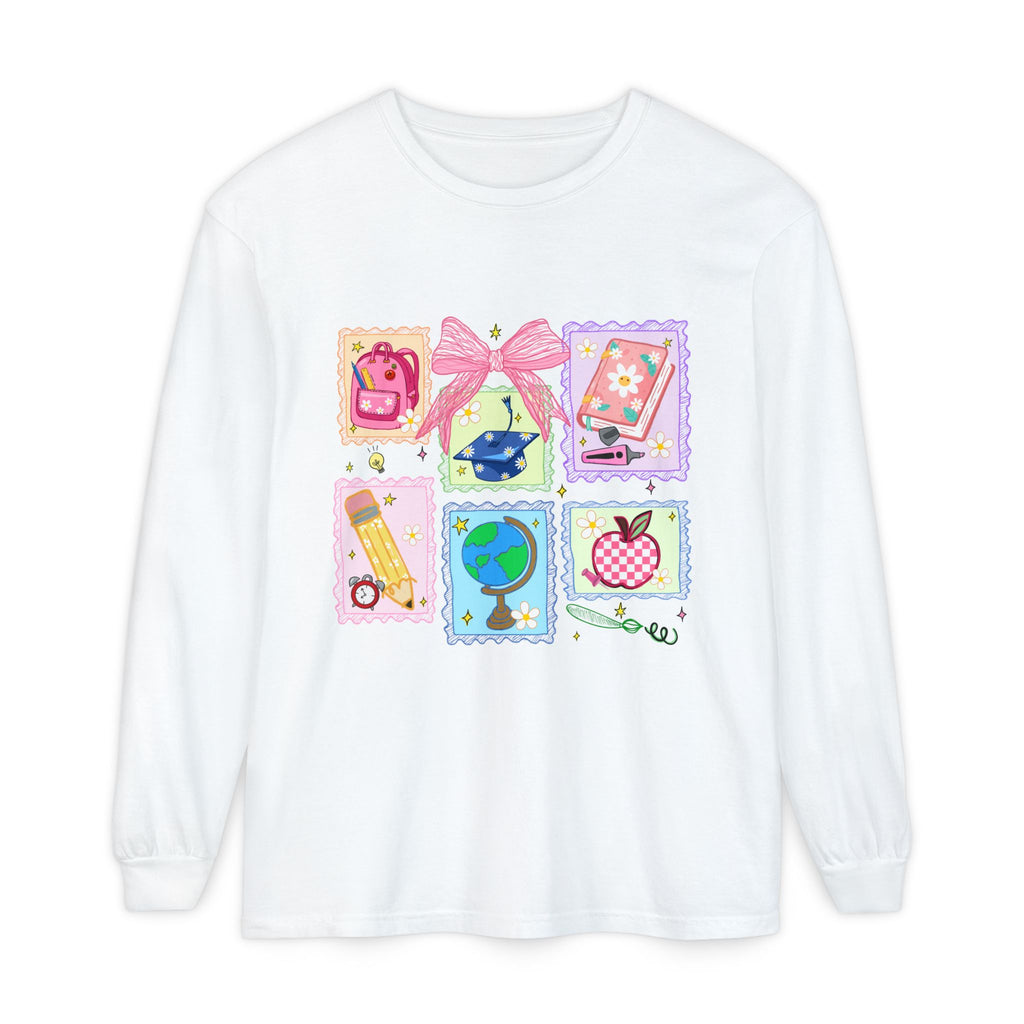 School Days Patchwork Long Sleeve T‑Shirt