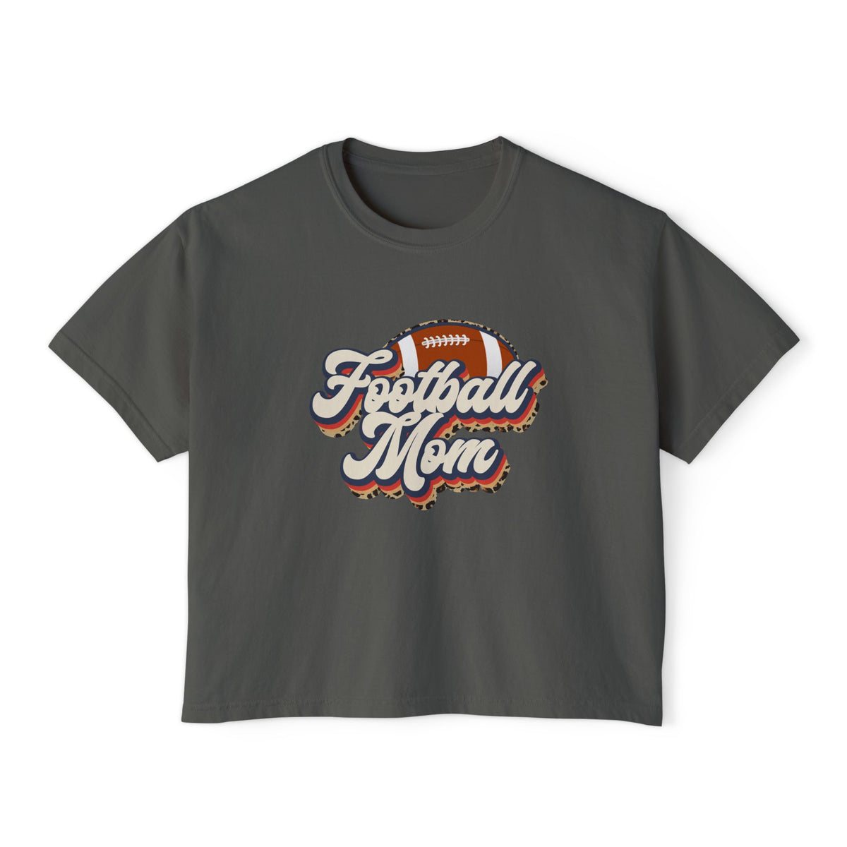 Football Mom Boxy Tee — Retro Football Graphic Women's Shirt