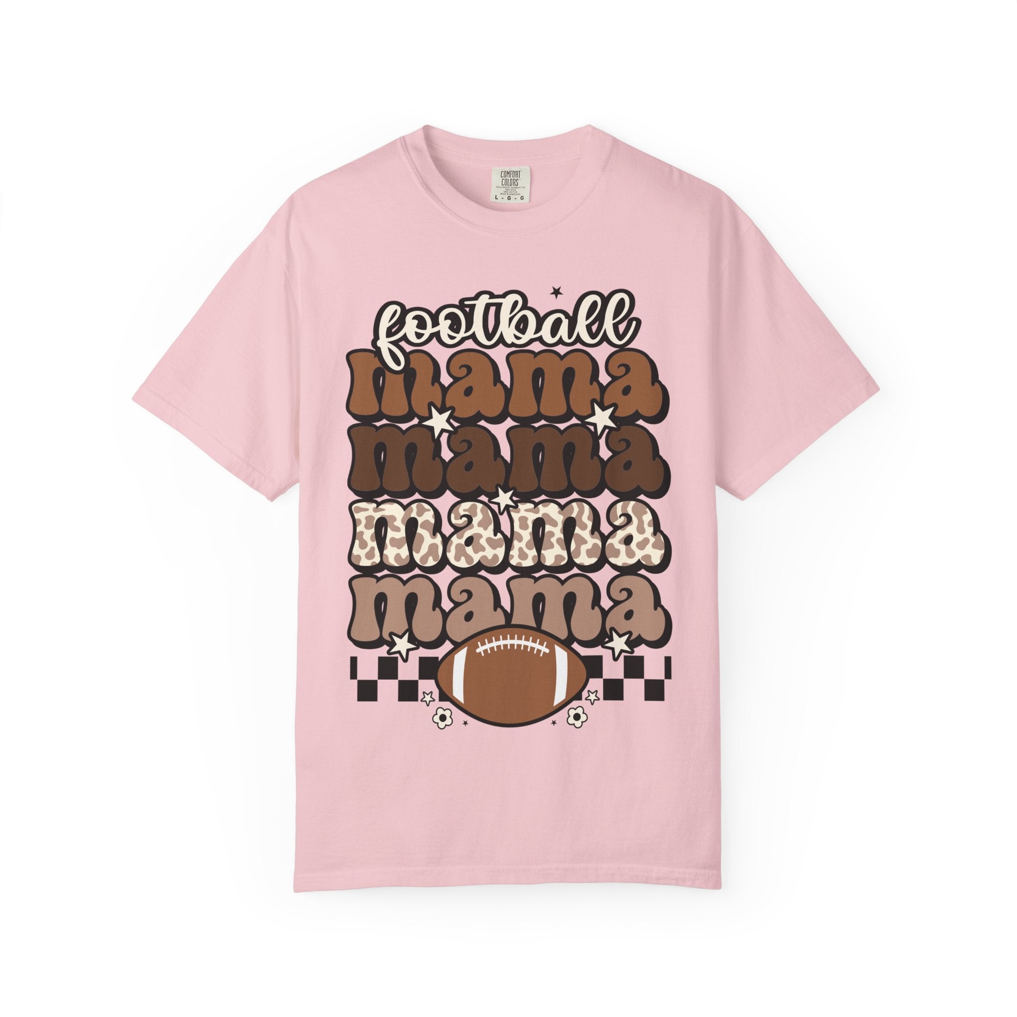 Football Mama T-Shirt — Retro Stacked 'mama' Design with Football Graphic