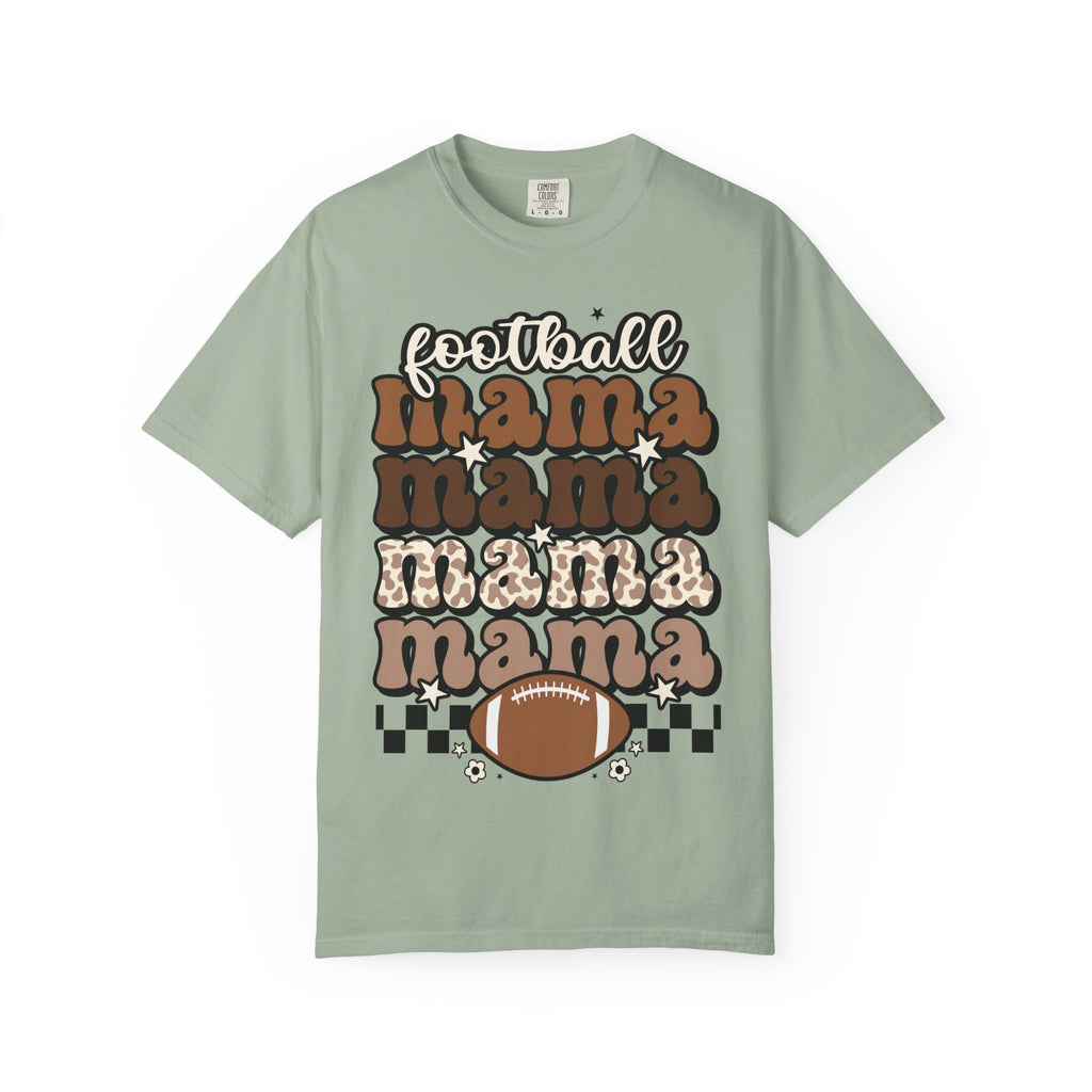 Football Mama T-Shirt — Retro Stacked 'mama' Design with Football Graphic