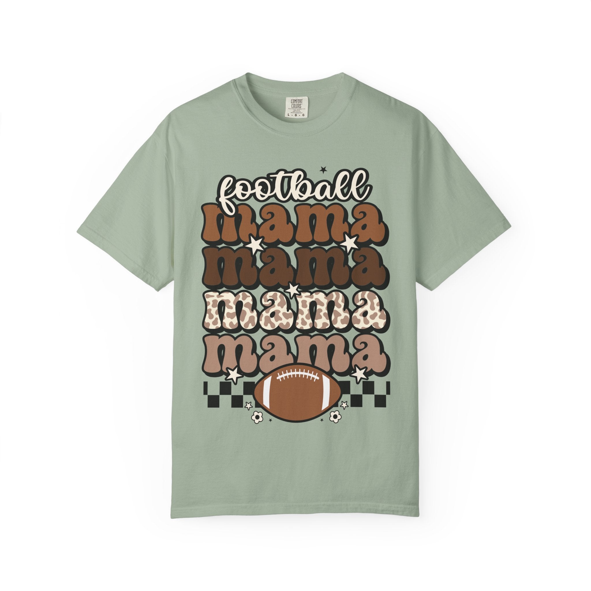 Football Mama T-Shirt — Retro Stacked 'mama' Design with Football Graphic