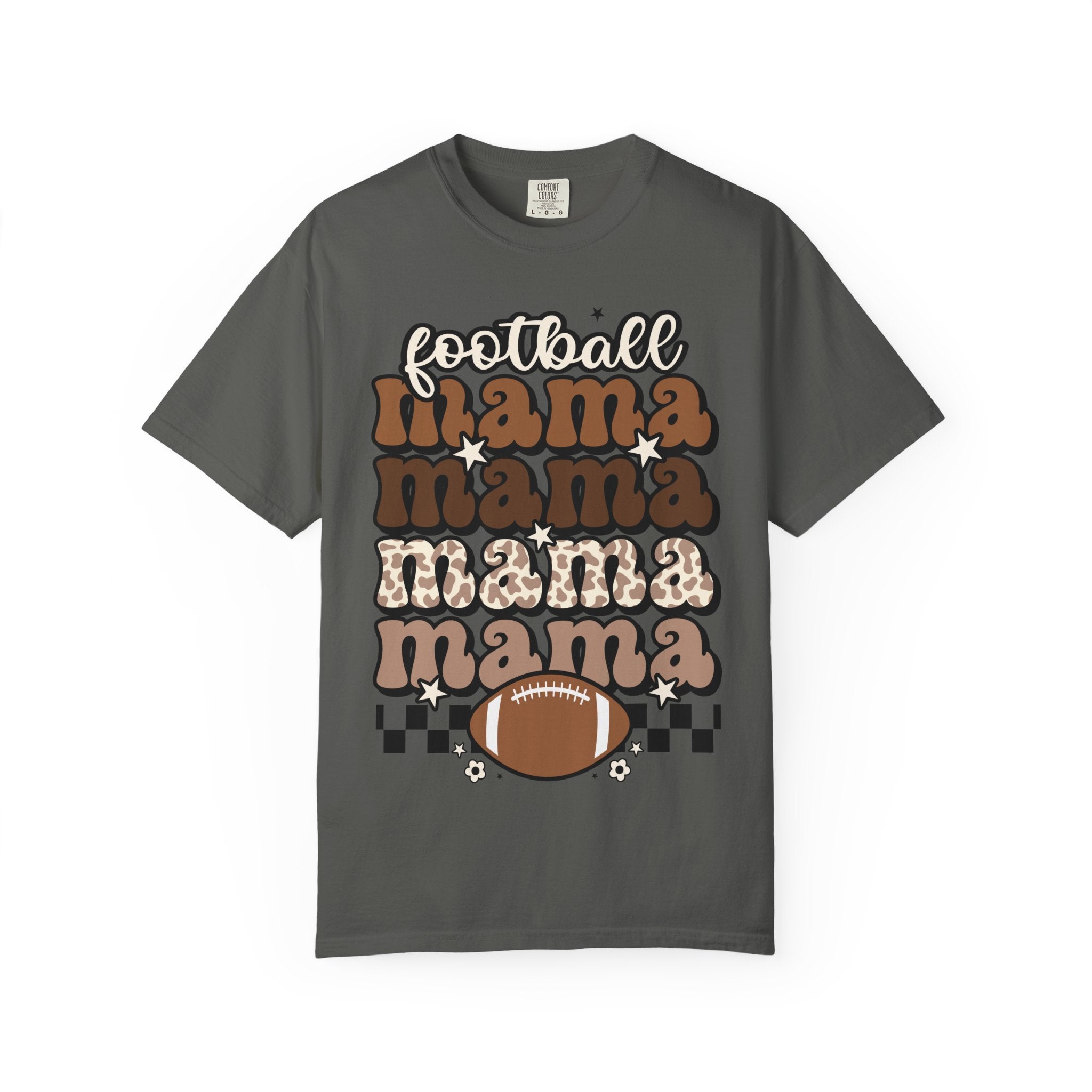 Football Mama T-Shirt — Retro Stacked 'mama' Design with Football Graphic